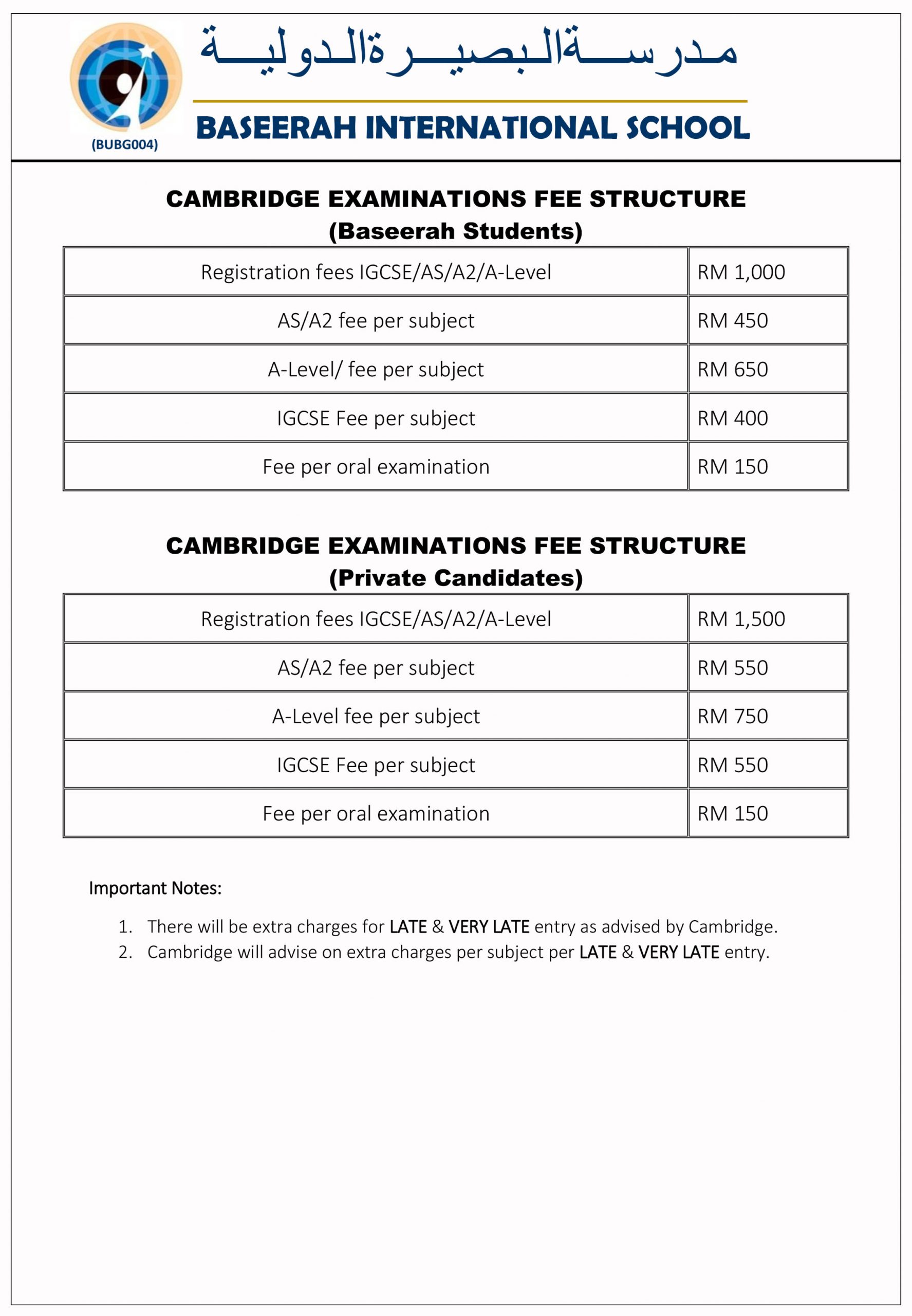 Fees Structure - Baseerah International School Malaysia