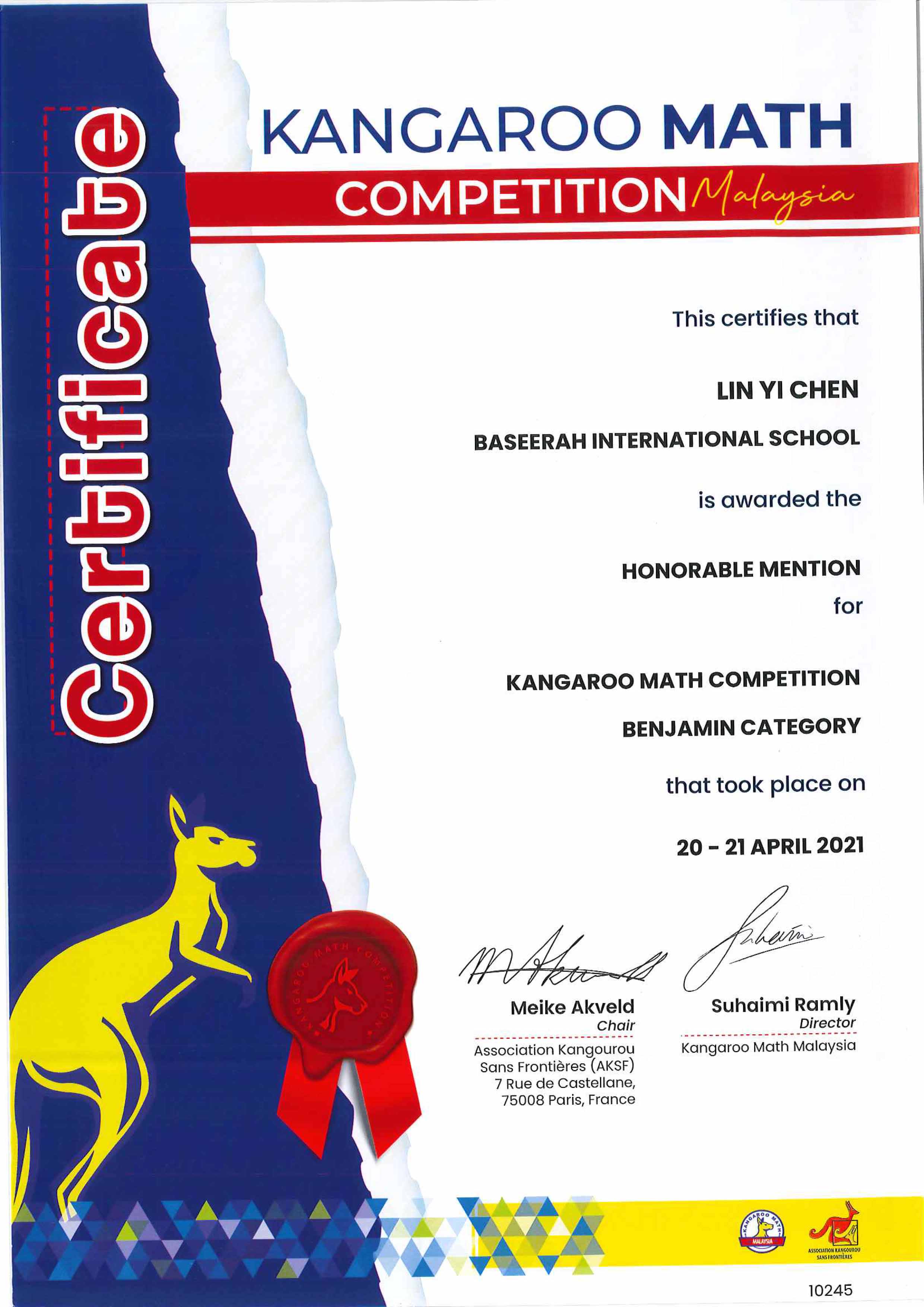 Kangaroo Math Competition Baseerah International School Malaysia